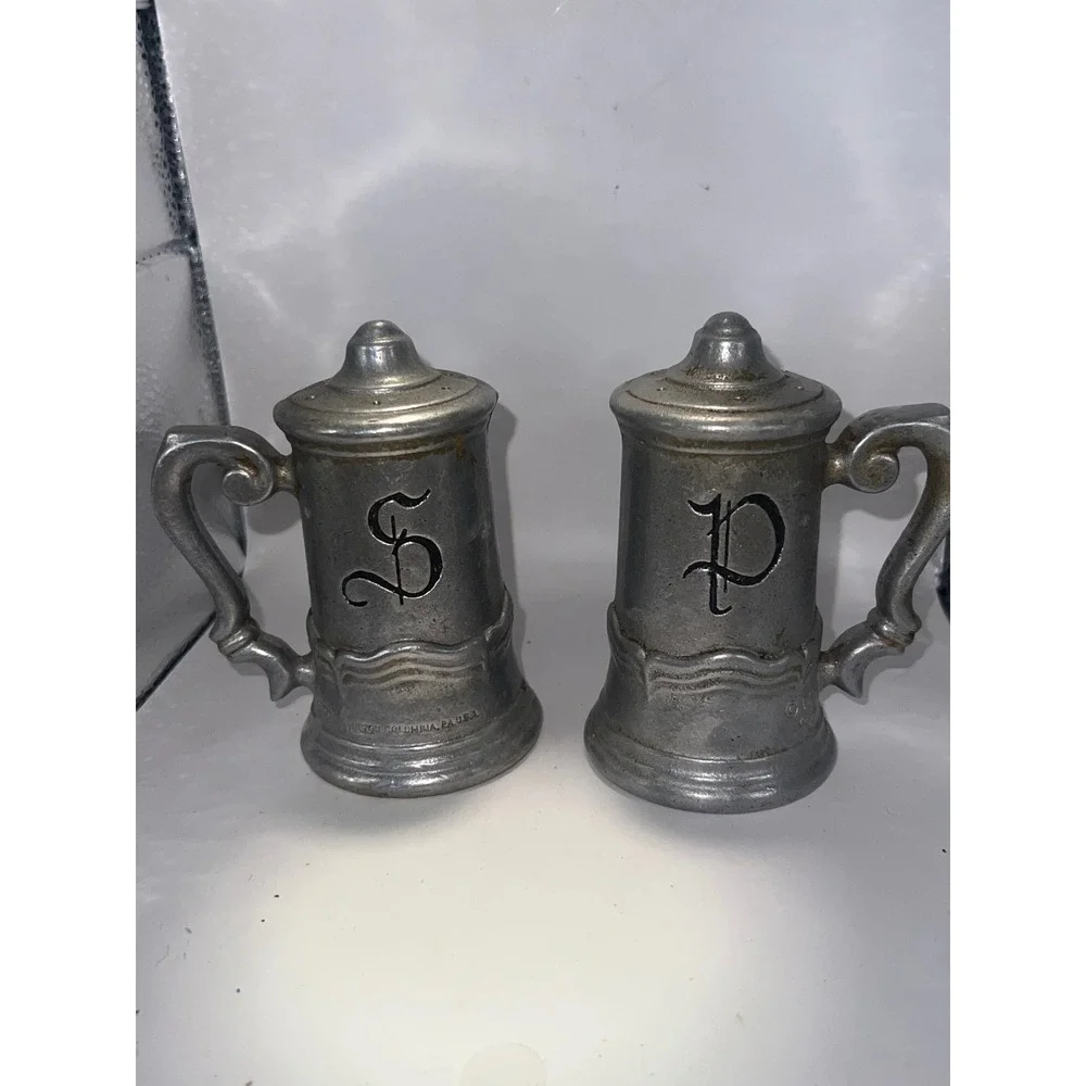 Vintage Wilton Armetale Pewter Salt and Pepper Shakers Tankard Mug Columbia PA